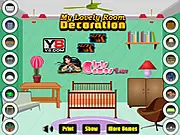 Screenshot of My Lovely Room Decoration game showing a beautifully designed and colorful little girl's bedroom with stylish furniture and decorations