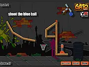 Basketball Cannon online game screenshot, showing a cannon aiming a basketball at a hoop obstructed by a physics puzzle, play free online game on PlayArcadeHub