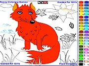 Terry Fox Coloring online game screenshot showing a black-and-white outline of Terry Fox in a nature scene ready for coloring, play free art game on PlayArcadeHub