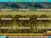 Metal Slug Hostage Rescue game screenshot showing the commando character guiding released hostages away from enemy soldiers