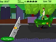 Ben 10 Rescue the Princess game screenshot showing Ben 10 running and collecting glowing power elements on an alien planet