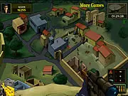 Free online Deadly Sniper first-person shooter game screen on PlayArcadeHub, showing a rifle scope and a target in a city.