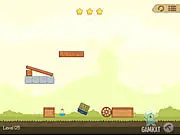 Screenshot from Zomback showing small, blocky (squared) zombies being guided toward a glowing green cure area.