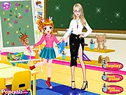Free online Street Snap: Beautiful Teacher Dress Up game screen on PlayArcadeHub, showing a stylishly dressed female teacher.