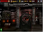 Trigger Down FPS game screenshot showing an elite soldier aiming his rifle in a city warzone against enemy terrorists