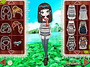 Fair Isle Style dress-up game screenshot showing a girl in a colorful patterned sweater and accessories
