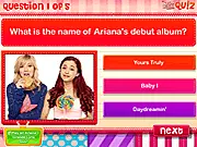 Ariana Grande Quiz trivia game screenshot testing fans' knowledge of the singer