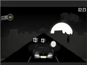 Screenshot of Cleaver Extreme Driving online game showing a fast car racing down a dark road while avoiding obstacles