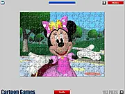 Minnie Mouse Jigsaw Game screenshot showing a brightly colored, partially completed puzzle of the Disney character