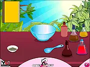 The Dark Circle Natural Care game screen showing a character receiving a soothing natural treatment for dark circles under her eyes.