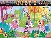 Little Pony Hidden Objects free online game showing a close-up of a cartoon pony with several hidden butterfly icons