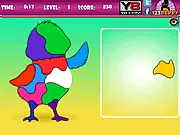 Kids Shapes Puzzle game screen showing colorful shapes being dragged into a silhouette outline of an image.