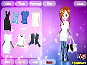 Screenshot of Dream Girl Fashion Dress Up game, showing a female model ready to be styled with new clothes and accessories in a free online game