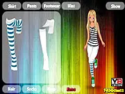 Screenshot of Sporty & Casual Girl Dress Up game, showing a female model in athletic wear with options for casual clothes and accessories in a free online game