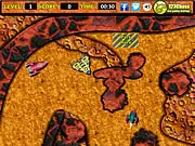 Screenshot of Park My Spaceship game showing a large spacecraft hovering over a parking zone on a red, rocky Martian landscape, free online game