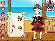 Glam Beach Dress Up game thumbnail, girl model in fashionable beach dress, play free online fashion game on PlayArcadeHub