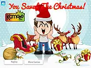 Kids Save Christmas game screenshot, festive character selection and dress-up screen, Christmas elves and presents