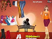 Sunset Lover Dress Up game screenshot, romantic couple dressed in elegant outfits against a sunset background, fashion game