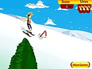 Play One Piece Skiing online free game, featuring Luffy skiing downhill and avoiding rocks