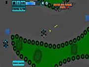 3D racing kart speeding on a wet track with tires barriers for the free online game Race Kart Parking