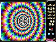 Close-up of an optical illusion with numbers hidden inside the moving patterns of the online hidden object game