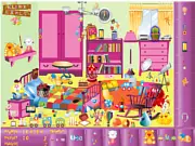 Where Are My Toys free hidden object game scene showing a messy room full of things to search through