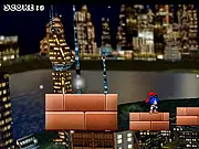 Screenshot of Sonic the Hedgehog running at high speed through a snow-covered level in the free online game Sonic Christmas City