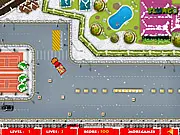 Screenshot of the Santa Truck Parking 2 free online game showing a large red truck driven by Santa attempting to park near gift boxes