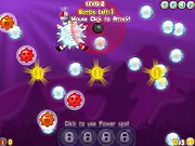 Icy Gifts 2 chain reaction game showing Santa Claus and presents trapped in blue ice blocks, with an explosion effect