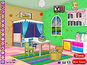 Free online game thumbnail for Crazy Kid Bedroom Decorating, showing colorful furniture layout
