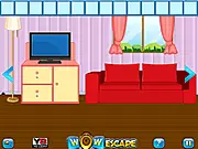 Wow House Escape free online point and click puzzle game screenshot of a mysterious room