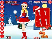 Carolyn Christmas Dress Up free online game showing a girl model in an elegant red Christmas dress with festive earrings and shoes