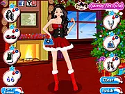Christmas Eve Party Dress Up free online game, teen girl in a fancy gown, festive holiday fashion styling