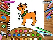 Santa Coloring Book free online game showing a festive illustration of Santa Claus with jingle bells and a pine tree ready to be colored