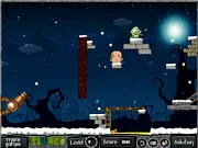 Weirdo Xmas free online game, cannon aiming at a weirdo character, festive physics puzzle screenshot