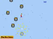 Screenshot of One Piece Jump online game showing Monkey D. Luffy jumping high in the sky