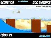 Wave Lucha game thumbnail, masked luchador running from a giant blue wave, play free online endless runner on PlayArcadeHub
