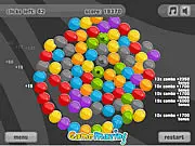 Screenshot of Bubble It 2 free online puzzle game showing a grid of colorful balls and a visual representation of the gravity shift mechanic