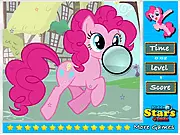 Screenshot of Pinkie Pie Hidden Stars game featuring Pinkie Pie from My Little Pony with stars scattered across the image. Play free hidden object game online.