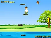 Ben Ten Jumping game screenshot, Ben 10 character jumping on platforms, free online vertical arcade game