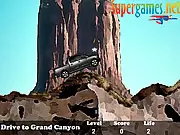 Drive to Grand Canyon game screenshot showing an off-road vehicle navigating a steep, rocky course, free online physics driving game