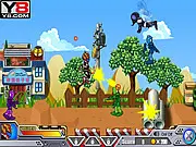Armor Hero Big Rescue 2 game screenshot showing the hero fighting monsters in a side-scrolling stage