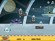 Play Space Football, a free online physics game where you use mouse controls to set the angle and velocity of a penalty kick