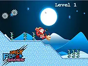 Ice Xmas Drive free online game screenshot, Santa driving a sleigh on an icy track, fast Christmas delivery game