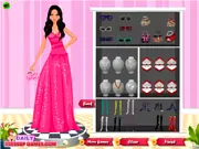 Play Valentines Party free online dress up game at PlayArcadeHub, character wearing a red dress, selecting earrings, shoes, and necklaces