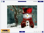 Play Cute Snowmen Jigsaw free online puzzle game, assembling pieces of a cute snowman wearing a hat and scarf