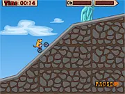 Cute animal riding a bike in Cycling Challenge 2 performing a mid-air backflip stunt on a colorful level background