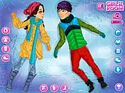 Emily's Diary Snow Angels free online winter dress up game, Emily and her boyfriend making snow angels on a romantic snowy day.