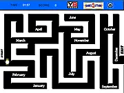 New Year Maze Challenge game, penguin escaping maze, free online puzzle game, festive holiday game on PlayArcadeHub