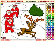 Christmas Coloring 4 online game, free coloring pages for kids, cute reindeer adventures, festive holiday activity on PlayArcadeHub